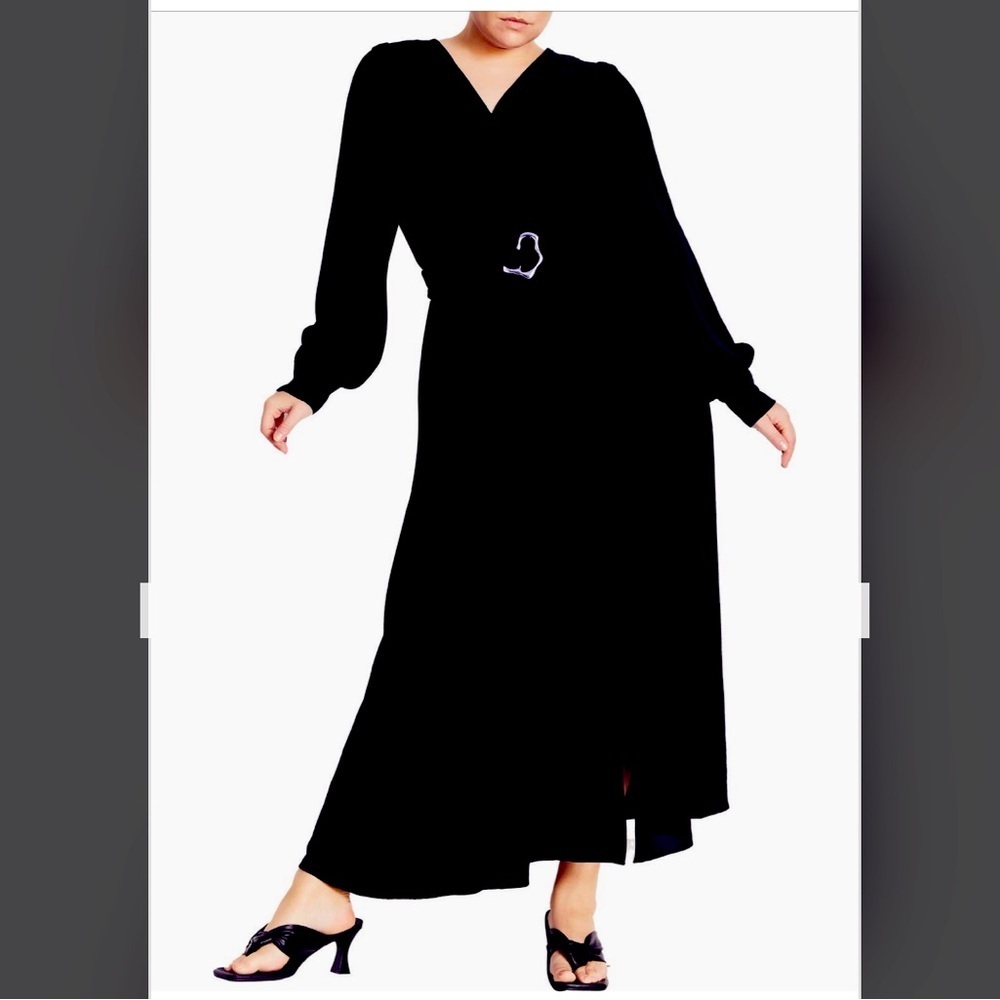 Ellie Belted Long Sleeve Maxi Wrap Dress - City Chic / Refinity - Picture 2 of 2